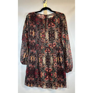 Abercrombie & Fitch Long Sleeve Floral Dress size M Boho Fall Zip Midi A9
